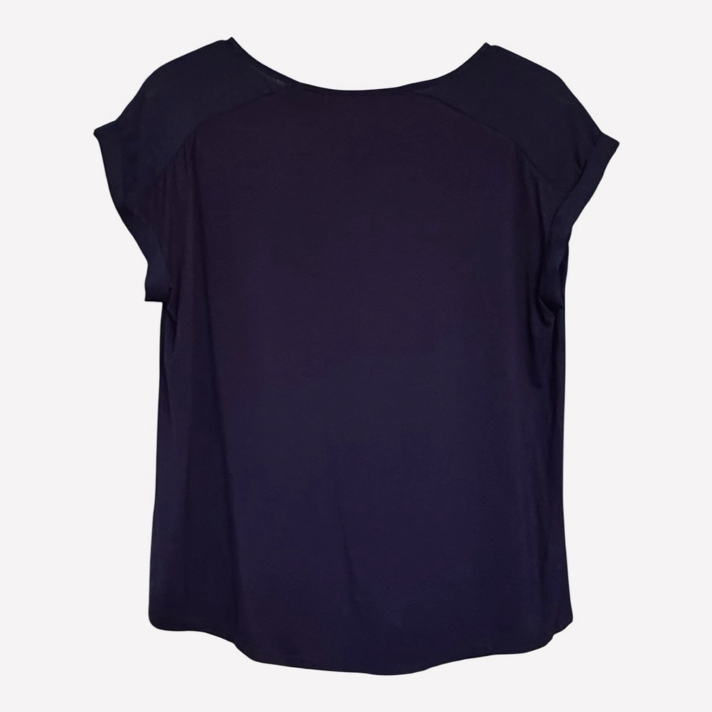 NWT Women's FORTUNE + IVY Navy Blouse with Crochet Detail and Tie Front, Size M - Picture 3 of 11